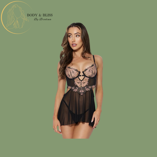 Nova Blacklight Lace Babydoll